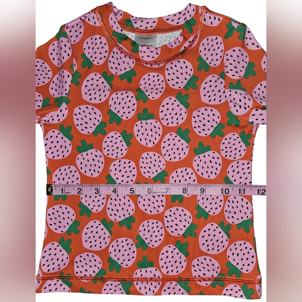 Hanna Andersson Girls Strawberry Rash Guard Shirt Swim Top UV Sz 5 - Picture 8 of 14